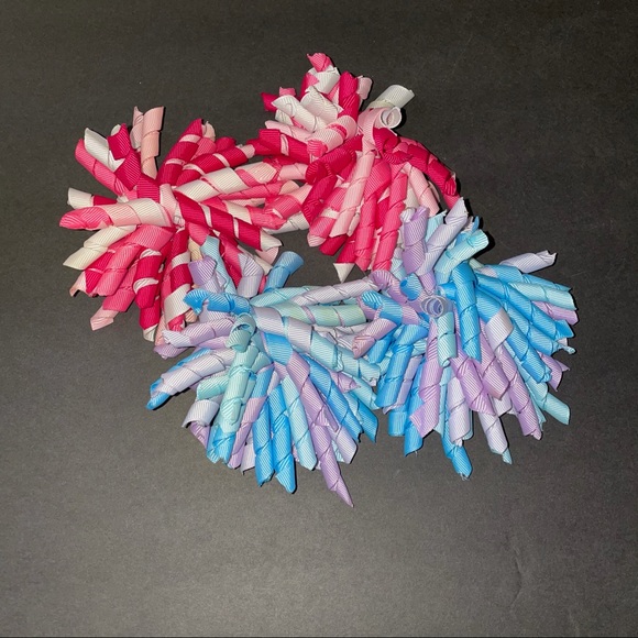 4 Piece Spiral Designed Hair Bows - Picture 1 of 5